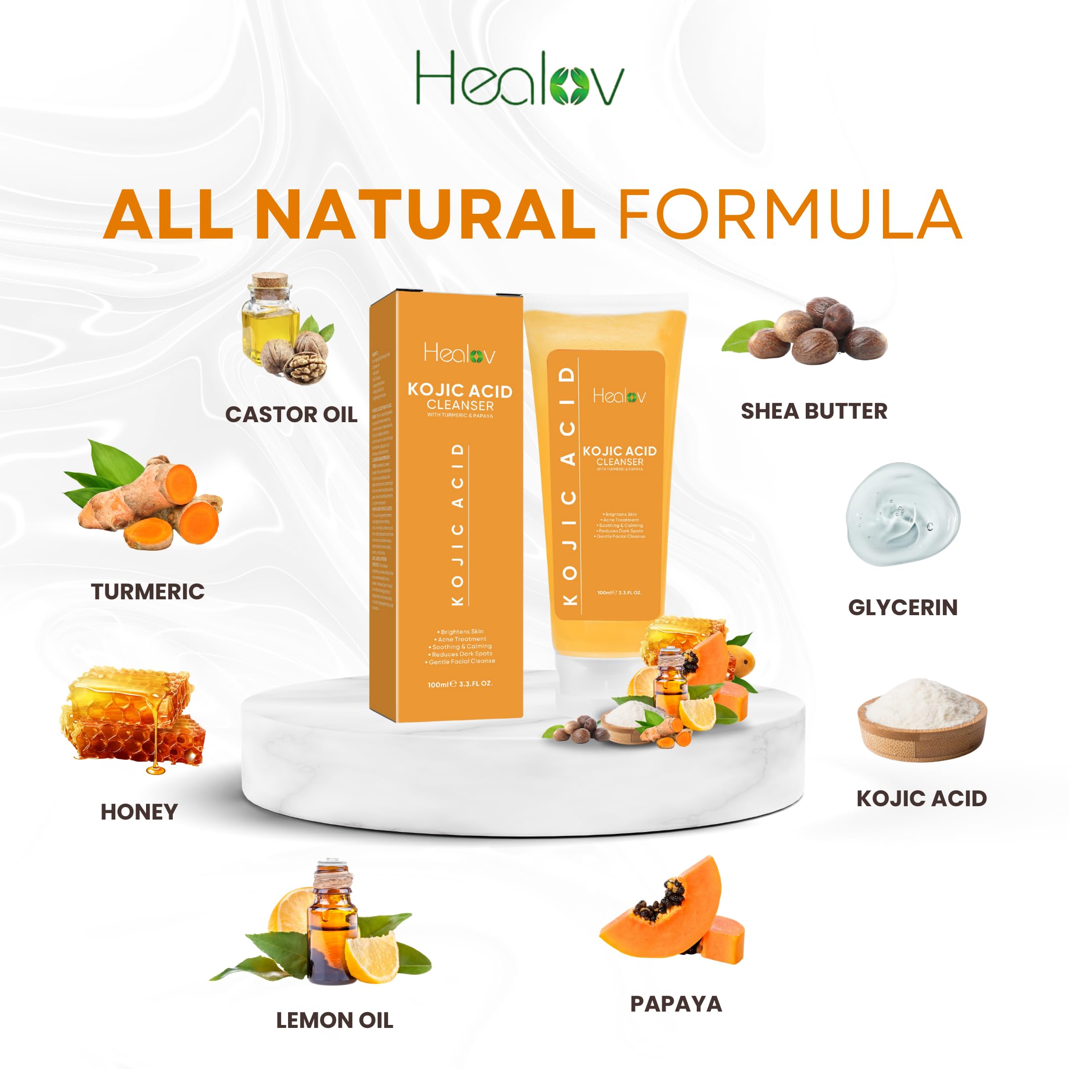 Kojic Acid Soap for Hyperpigmentation – Skin Brightening Kojic Papaya Face and Body Wash – Dark Spot Soap Reduces Acne, Scars, and Evens Skin Tone – Turmeric Facial Cleanser for Brighter Glowing Look